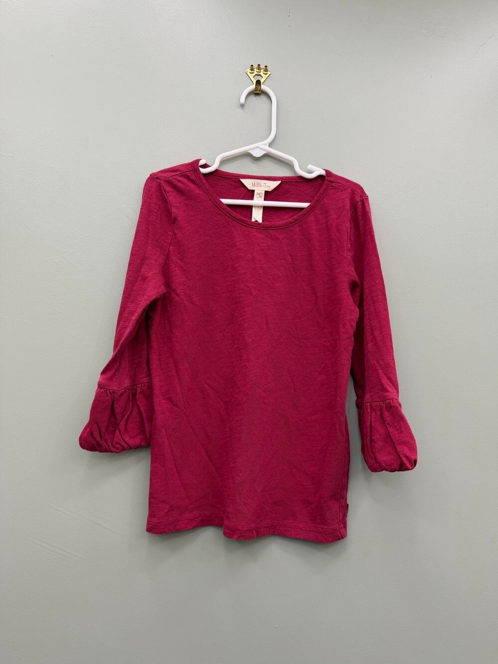 Matilda Jane Girls Size 8 Bell Sleeve Top Berry Pink Boho Peasant Shirt